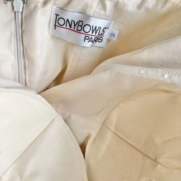 TONY BOWLS Strapless Prom Gown Long Beaded Sheer Mermaid Strapless Size 2 - Picture 8 of 8